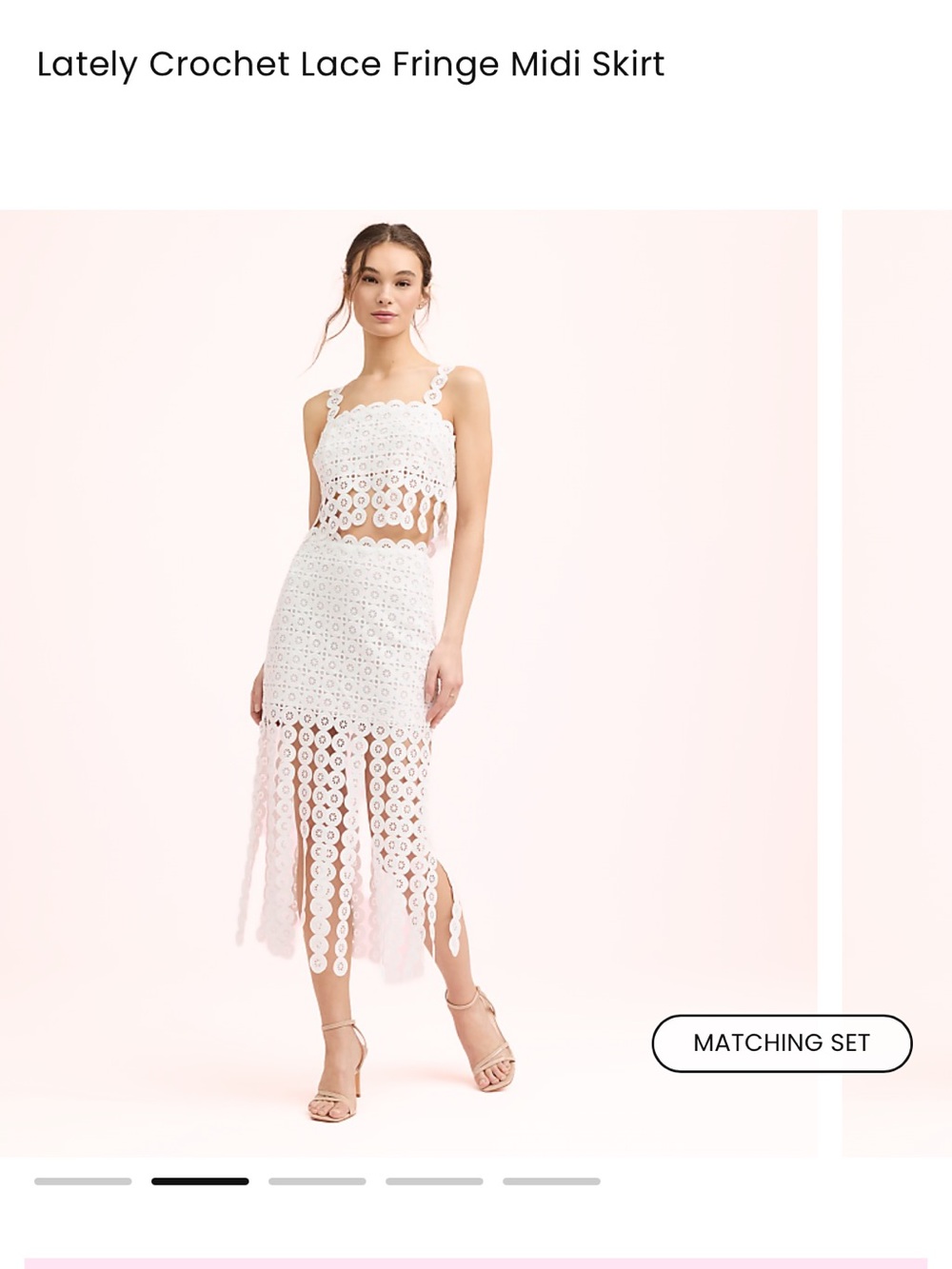 LOFT White Crochet Lace Fringe Midi Skirt